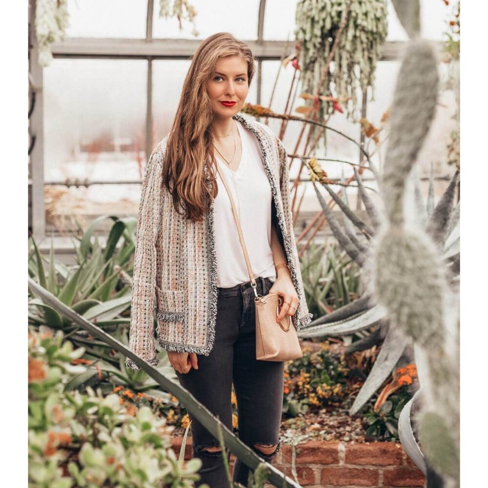 Anthropologie Eva Franco Reston Tweed Gray Fringe Jacket NWT MPetite